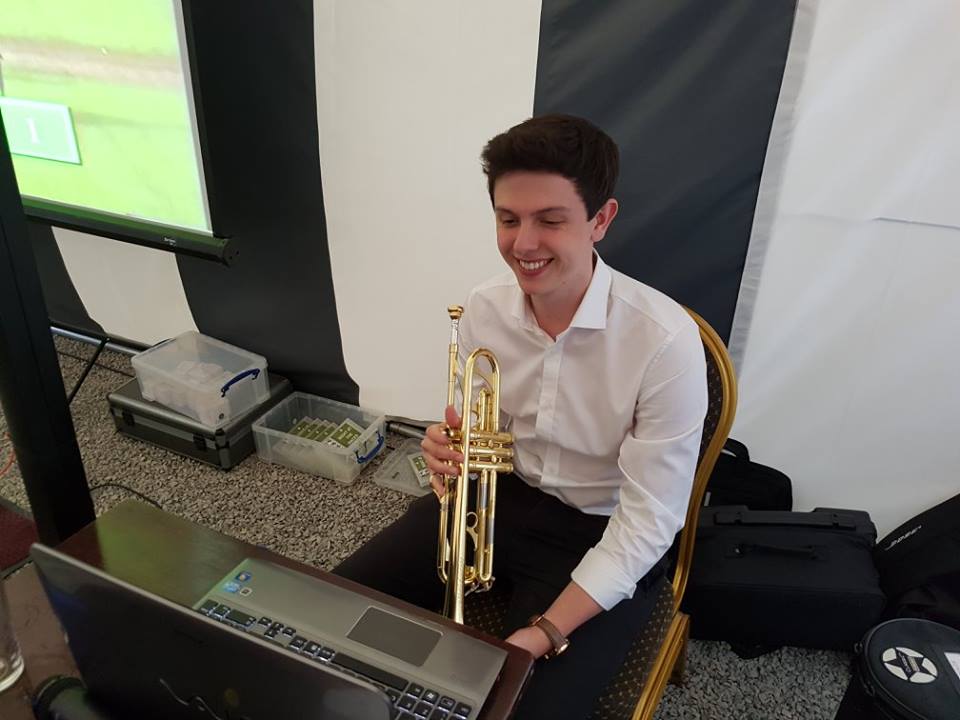 Chris on the bugle at Night at the races NI